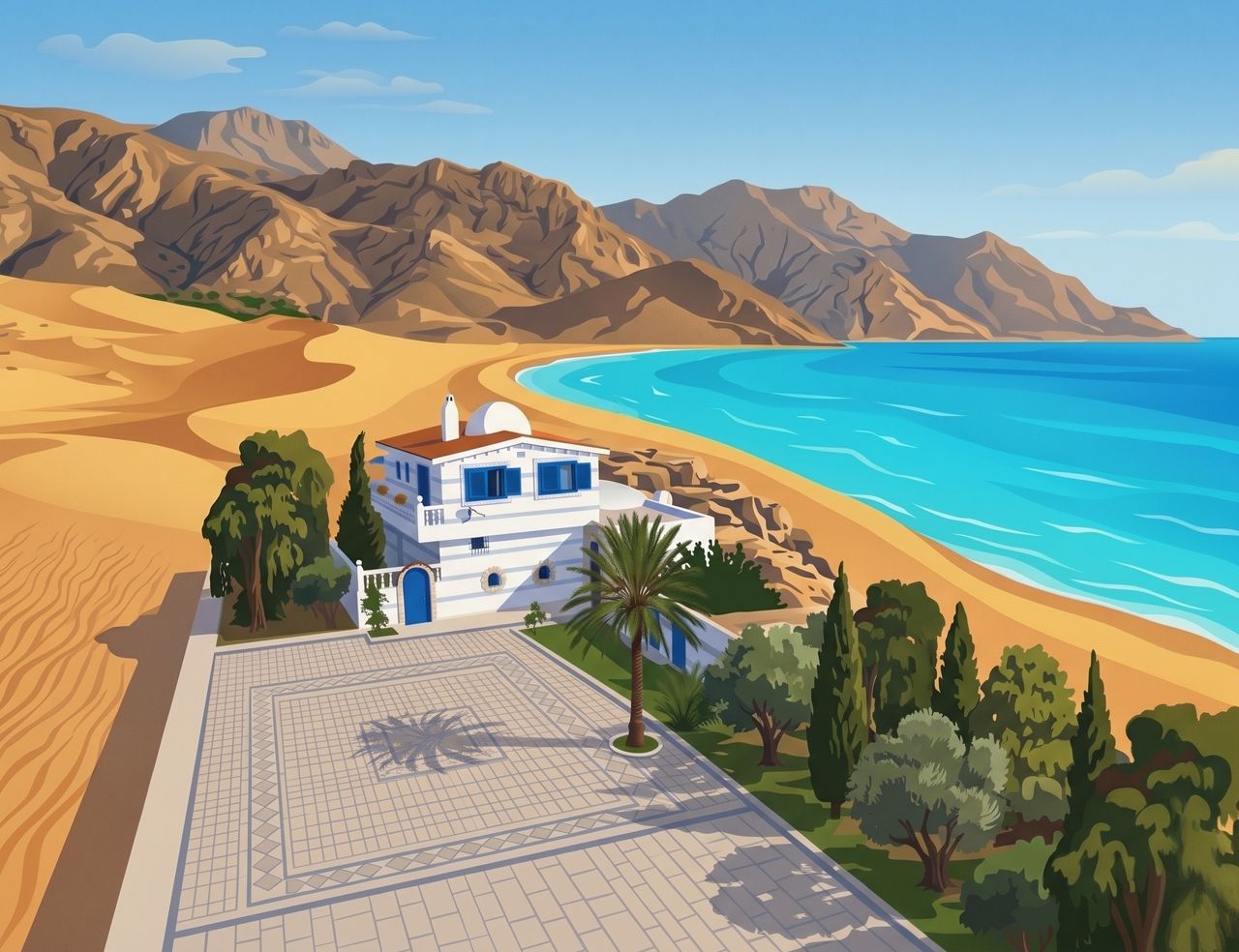 Le Motel El Golla entre les montagnes, le désert et la mer